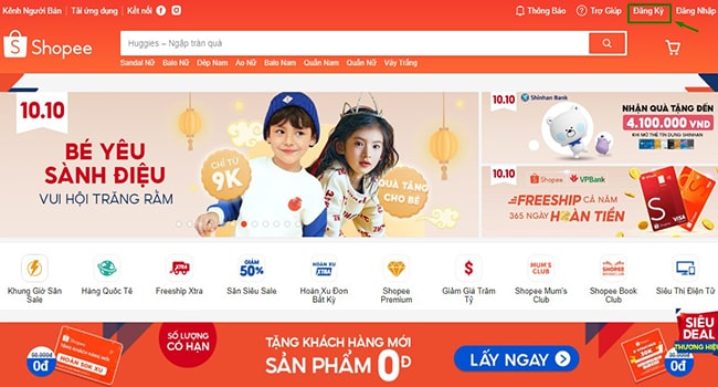 Đăng ký tài khoản trên Shopee